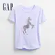 Gap 女童裝 翻轉亮片圓領短袖T恤-藍紫色(778941)