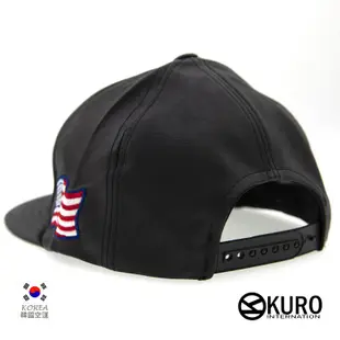 KURO-SHOP韓國進口 潮流新風格 黑色皮革材質 USA 貼布 棒球帽 板帽