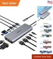 Docking Station, USB C Adapter Dual HDMI, 9 in 1 Triple Display Multiport Ada...
