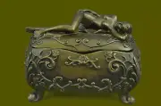 Art Nouveau TRINKET Box Footed Box Jewelry Casket flowers bronze Sculpture SALE
