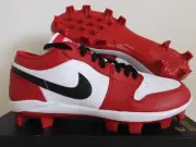 NIKE JORDAN 1 RETRO MCS LOW GYM RED-BLACK "BASEBALL CLEATS" SZ 11 [CJ8524-611]