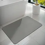 Bath Mat, Bathroom Rugs Super Absorbent Shower Mats Quick Dry Non Slip, Shower Rug for Bathtub Thin Rubber Mats for Bathroom Floor, Bathtub, Shower(Light Grey, 40 x 60 cm)