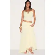 Butter Yellow Chiffon Floaty Maxi Skirt, Butter Yellow
