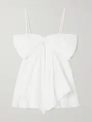 [Aje] Aje - Scarlett Bow-embellished Crepe Peplum Top - Ivory - UK 6 UK 6 Ivory