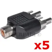 5 Pack - RCA Female Jack to Dual RCA Male Plugs Y Splitter Audio Cable Adapter