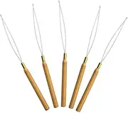 5 Wooden Hair Extensions Loop Needle Threader Wire Pulling Hook Tool for silicone microlink beads and feathers, Set of 5 for hair or feather extensions (5 Loop Tools)