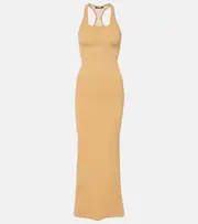 [Jacquemus] Jacquemus Scala croc-effect maxi dress UK 16 beige