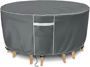 Outdoor Furniture Cover Waterproof, Round Patio Furniture Cover, 500D Heavy Duty Patio Table and Chairs Covers, All Weather Protection Covers for Outdoor Dining Set, 72" Dia x 28" H -Grey