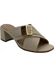 Rockport Total Motion Leather Slide Sandals Alaina Buckle Vanilla