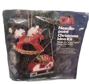 *1978*Needlepoint Christmas Idea Kit*Columbia-Minerva*Sleigh*Rockin Horse*8261*