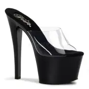 Pleaser SKY-301 Extreme Platform Mules Black Transparent Table Dance Gogo