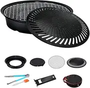 Barbecue Pan,Round Griddle,BBQ Grill Pan,Barbecue Portable Hot Plate,for Indoor and Outdoor with Stainless Steel Baking Pan,Accessories,Tray Remover,Carrying Bag
