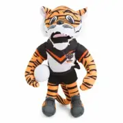 125154 WESTS TIGERS NRL TEAM MASCOT PLUSH TOY CHARACTER WITH FOOTBALL 27CM