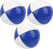 Set of 3 Juggling Balls for Beginners and Professional, Multi Colored Learning Toy for Kids and Adults, Soft PU Leather for Classroom (Blue White)