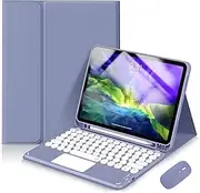 Combo Magnetic Touch Keyboard Case for iPad Mini (A17 Pro) 7th Generation 2024 / iPad Mini 6th Gen Case with Keyboard Cover Mouse - Purple