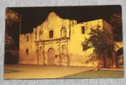 Vintage Postcard: The Alamo At Night in San Antonio, Texas