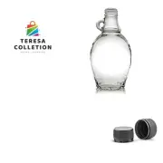 8 Ounce Glass Maple Syrup Bottles with Loop Handle & Black Plastic Tamper Evi...