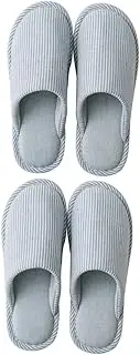 SHERCHPRY 2 Pairs Home Striped Slippers Warm Slippers Warming Slippers Cotton Linen Slippers Striped Pattern Slippers Indoor Slippers Pedicure Slippers Disposable Cotton Home Slippers Simple