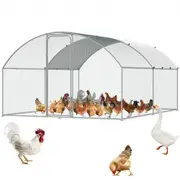 VEVOR Large Metal Chicken Coop, 9.8x12.9x6.5 ft Walk in Chicken Run for Yard with Waterproof Cover, Doom Roof Hen House with Security Lock for Outdoor