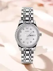 OLEVS Women's Bling Stainless Steel Day Date Watch - N9-6