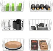 Under Shelf Storage Basket Cabinet Wire Organizer for Kitchen Pantry Bathroom Storage and Organization 6PK