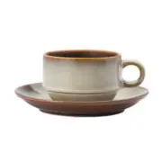 Oneida L6753066505 Rustic Sama 4.75" Two-Tone Porcelain Espresso Saucer - 4 Doz