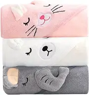 Baby Towels with Hood - 3 Pack Ultra Soft Hooded Baby Bath Towels for Newborns, Unique Animal Design Blankets Swaddle Wrap for New Moms, Super Absorbent Bath Towel for Boys and Girls Newborns, 80*80cm