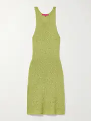 [The Elder Statesman] The Elder Statesman - Open-knit Mulberry Silk Mini Dress - Chartreuse - small small Yellow