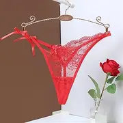 [FARZAH] Women Panties Female Underwear 3PCS/Set Sexy Bow Temptation Underpants Lace Thin Belt G-String Low Waisted Panties Hollowed Out Thong Items(C 1pc,L)