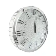 Fin Xl Whole Bling Crushed Crystal Wall Clock Sparkle Diamonds Mirrored Beveled Edge