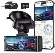 REDTIGER F7N Touch 4K Dash Cam Front and Rear Dash Camera With 64GB SD Card