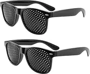 SHPUJUN Set of 2 Grid Glasses Eye Training Mesh Glasses Correction Glasses Eye Training Hole Glasses for Eye Training Original Safety Eye Comfortable Foldable Glasses Relaxation Pinhole Glasses