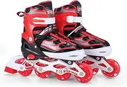 Daseeme Adjustable Kids Inline Skates Light Up for Boys and Girls Beginner Friendly Breathable for Toddlers Shoe Size 28-41