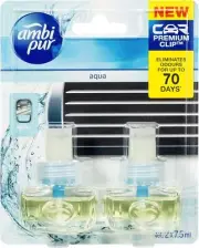 Ambi Pur Premium Clip Aqua Car Air Freshener Refill 2 Pack AU FREE FAST SHIPPING