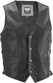 Highway 21 Six Shooter Men's Leather Motorcycle Vest W/Concealed Carry Pocket Black Size 2XL