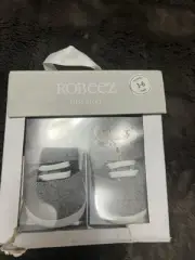 ROBEEZ Soft Soles Denver Charcoal Deck Baby Shoes 0-3 Months NIB Textile/leather