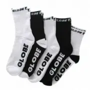 Globe Socks 5 Pack Quarter Black White Crew Size 12-15 Skateboard Sox