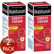 2 x Robitussin Chesty Throat Congestion Soothing Relief Cough Liquid Syrup 200mL