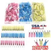 120Pcs Fork Spade Heat Shrink Electrical Wire Insulated Crimp Connector Terminal