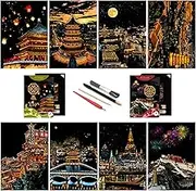 Scratch Painting Art Kit - Family-Friendly Crafts for Adults & Kids, DIY Craft Kit with 4 Tools & 8 Sheets, Animal Series Creative Gifts (China Xian)-DESINIK
