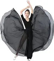 [BACKGARDEN] 720 Silky Sheer Chiffon Elastic Waist Long Dance Skirt for Belly Ballet Photography Performance Maxi Skirt