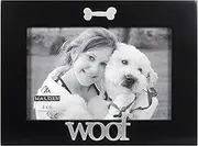 Malden International Designs Black Wood Expression Picture Frame, Woof, 4x6, Black