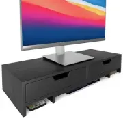 Computer Monitor Stand Riser with 2 Storage Drawers for Desk, Premium Bamboo ...