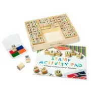 Melissa & Doug Deluxe Letters and Numbers Wooden Stamp Set ABCs 123s