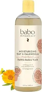 Babo Botanicals Moisturizing Baby Bubble Bath & Wash, 15 FL OZ - Natural and Organic Baby, Sensitive Skin, Dry Skin