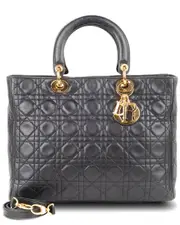 Dior Black Cannage Leather Lady Dior GHW Large (Authentic Pre-Loved)