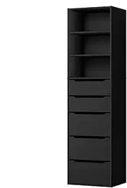 [ALFORDSON] Wooden Wardrobe Cabinet with 5 Drawers and Adjustable Shelves, 50.5X 40x 185 cm, Compact Closet Clothes Storage, Dresser Clothing Organizer Cupboard for Bedroom Living Room, Black