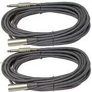 2 Pack Lot 25 ft XLR 3-Pin Male to 1/4" Mono Shielded Microphone Mic Audio Cable