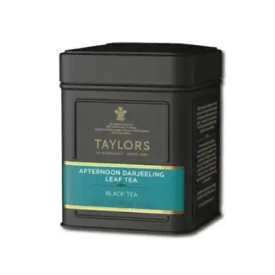 英國Taylors泰勒茶-特級經典紅茶葉-大吉嶺午茶皇家伯爵茶125g/霧面黑禮盒鐵罐(雨林聯盟及女王皇家認證)