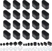 Swpeet 20Pcs 0.8"×1.6" Black Oval Chair Leg Caps, Floor Protectors, Table Chair Leg Protection Cover, Furniture Leg Caps，Leg Tips Covers, Feet Pads, Feet for Furniture Table Chair